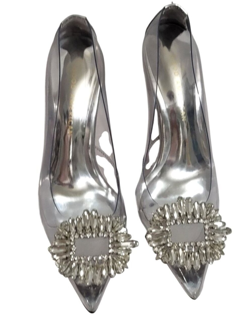 Good American Cinder-Fcking-Rella Size 5 Clear Pumps Crystal Embellishment Point - Picture 4 of 11